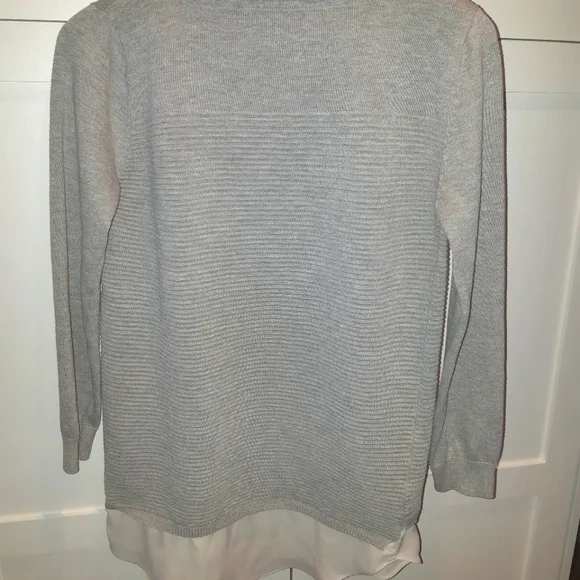 Grey & White Ribbed Fooler Sweater - Picture 3 of 8